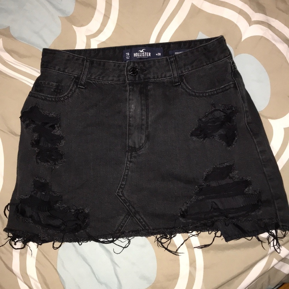 Hollister High rise black Jean skirt
